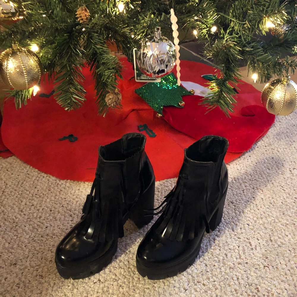 Patent leather boots